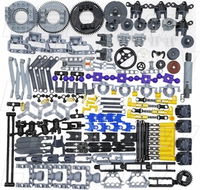 192pcs Technic Parts - Axle Pin Connector, Wheels, Link Chain, Steering, Suspension, Engine, Linear Actuator, Shock Absorber, MOC Replacement Pieces