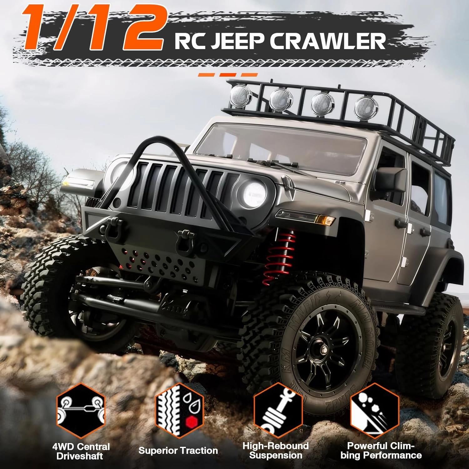1/12 RC Rock Crawler, MN-82S Toyota LC79 RC Pickup Truck, 2.4GHz RC Rock Crawler 4x4 Remote Control Off Road Car RTF with Upgraded Chassis Hobby Grade Toy Gifts for Adults