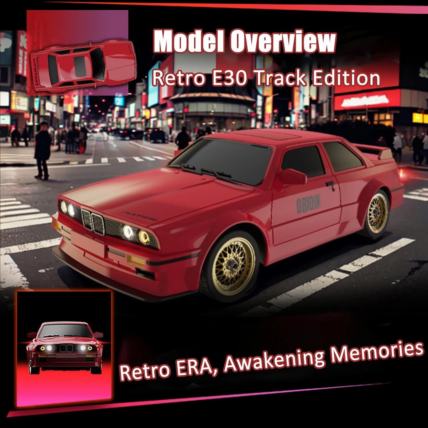 1:16 Scale RC Drift Car, 30KM/H 4WD 2.4GHz Remote Control Cars with LED Light, Racing and 4 Drifting Wheels, 1 Rechargeable Batteries, Perfect Toy Gift for Boys, Girls, Kids Red