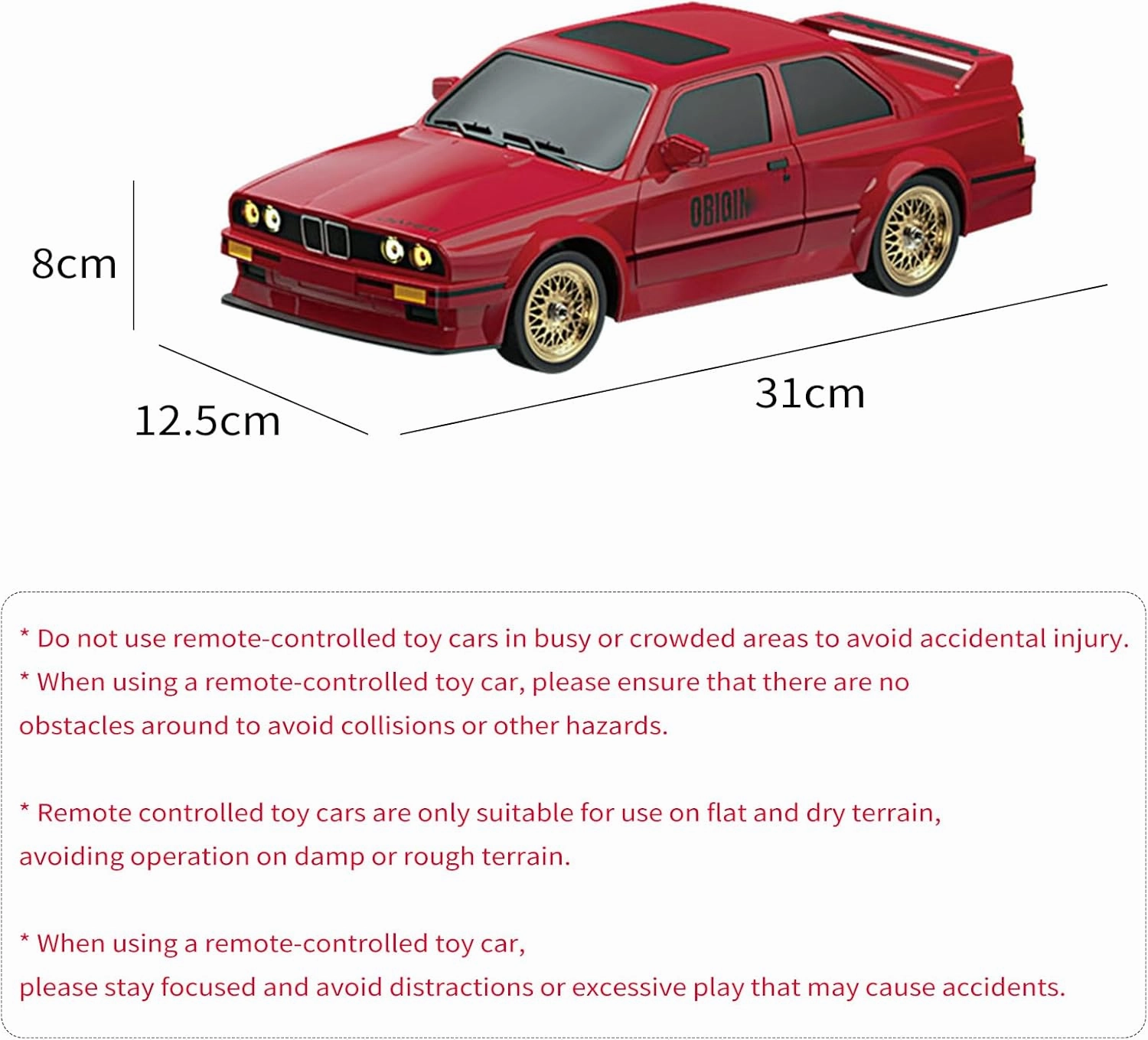 1:16 Scale RC Drift Car, 30KM/H 4WD 2.4GHz Remote Control Cars with LED Light, Racing and 4 Drifting Wheels, 1 Rechargeable Batteries, Perfect Toy Gift for Boys, Girls, Kids Red