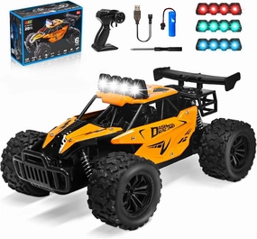 1:16 Scale Remote Control Car - 2.4GHz High Speed 20KM/H All Terrain RC Monster Truck Off Road with LED Headlights and Rechargeable Battery Xmas Gift for Adults Boys Age 8-12
