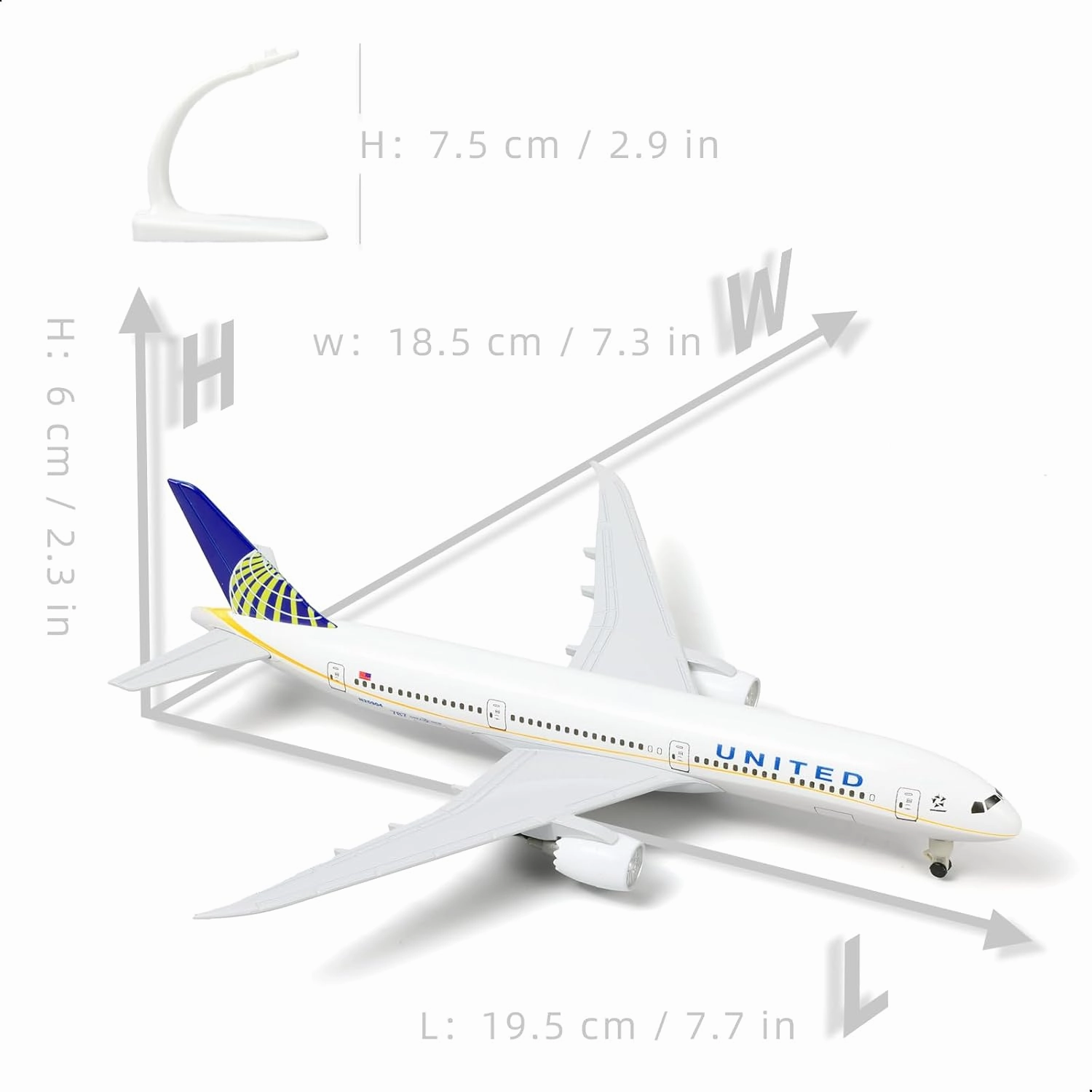 1/300 United 787 Model Airplane -Diecast Metal Plane Model Kits United Boeing 787 (with Stand) Airlines Model for Aviation Enthusiasts Gifts, Display Collection or Desk Decor -8 inches L