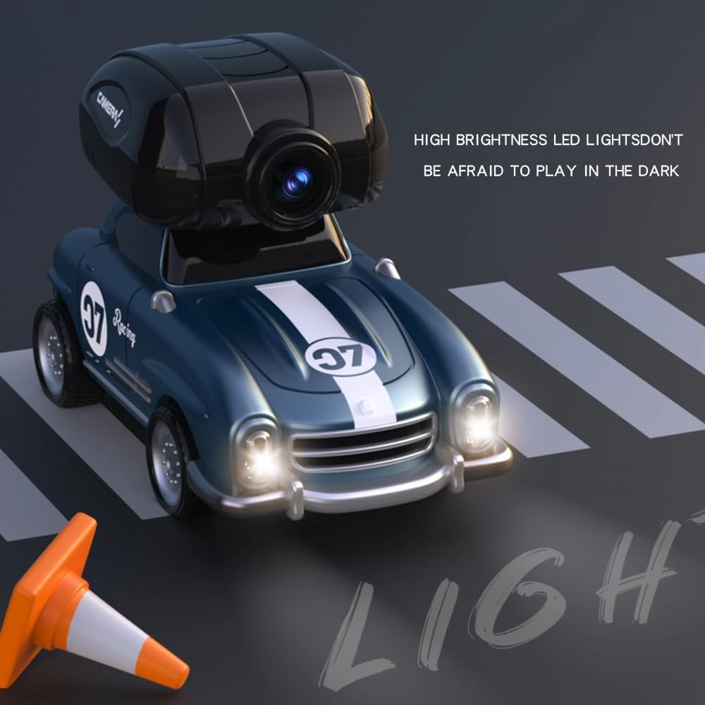 1:32 Mini RC Car, 2.4GHz High-Speed Drifting Toy car with Real-time Camera, Lights, Vibration Feedback, Toy Cars for Boys & Girls Birthday (Green RC Racer/with Camera)