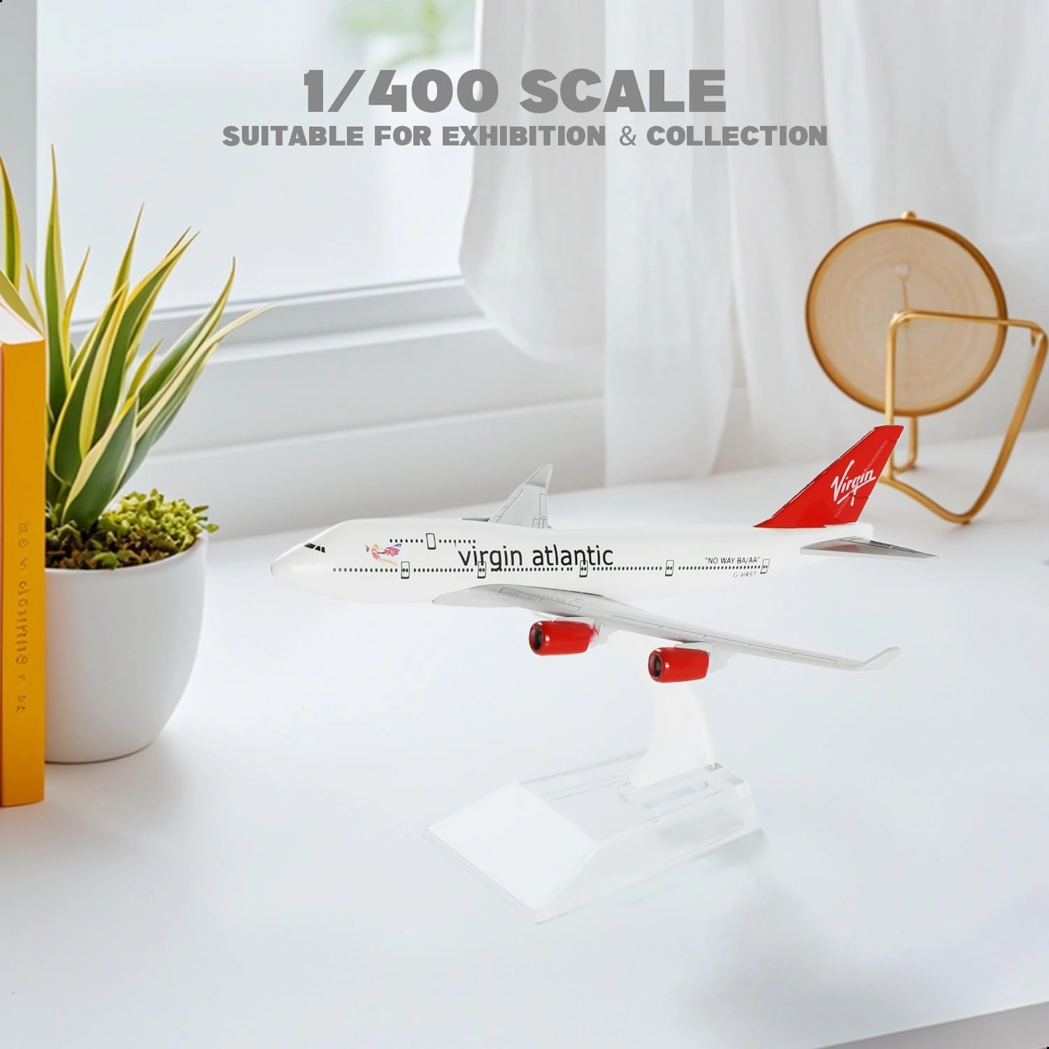 1/400 VAA Airlines 747 Alloy Plane Model -747 Diecast Metal Airplane Model Kits with Stand (6 inches) Boeing 747 Air Plane Model for Aviation Enthusiasts Gift or Desktop Display Collections
