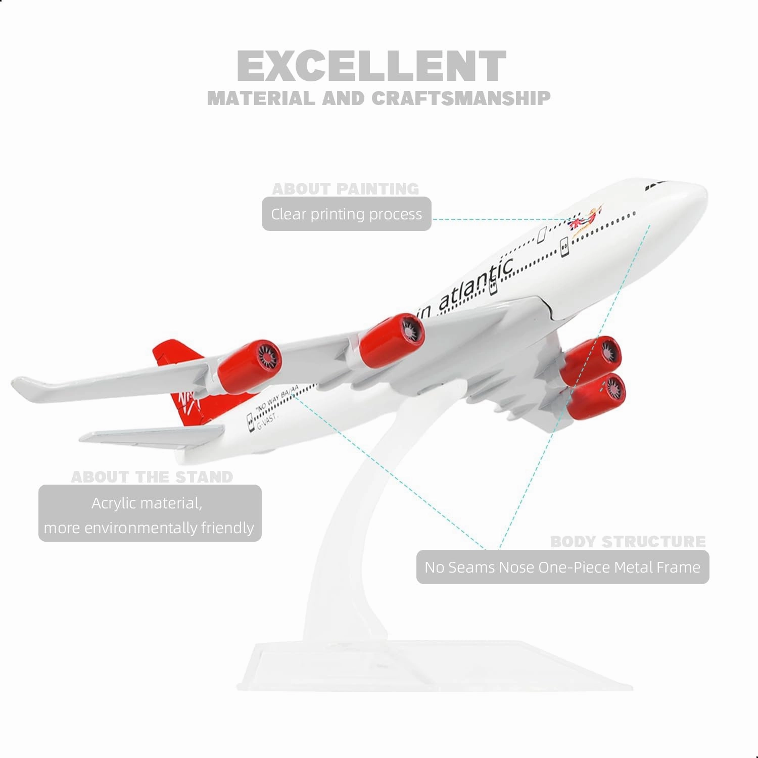 1/400 VAA Airlines 747 Alloy Plane Model -747 Diecast Metal Airplane Model Kits with Stand (6 inches) Boeing 747 Air Plane Model for Aviation Enthusiasts Gift or Desktop Display Collections