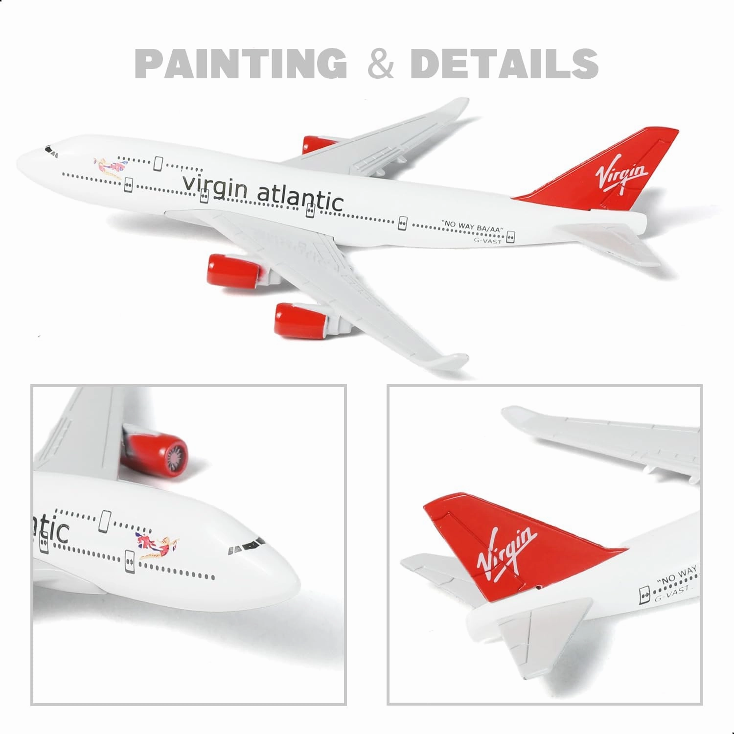 1/400 VAA Airlines 747 Alloy Plane Model -747 Diecast Metal Airplane Model Kits with Stand (6 inches) Boeing 747 Air Plane Model for Aviation Enthusiasts Gift or Desktop Display Collections