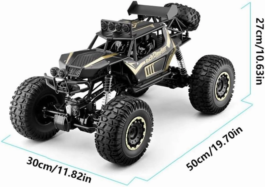 1/8 20IN Alloy RC Truck 2.4G All Terrain Large Rock Crawler Model Remote Control Car Hobby Grade Racing Car 4WD Short Course Rally RC Truck Off-Road Climbing Vehicle 2 Batteries Buggy (Black)