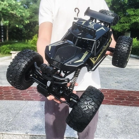 1/8 20IN Alloy RC Truck 2.4G All Terrain Large Rock Crawler Model Remote Control Car Hobby Grade Racing Car 4WD Short Course Rally RC Truck Off-Road Climbing Vehicle 2 Batteries Buggy (Black)
