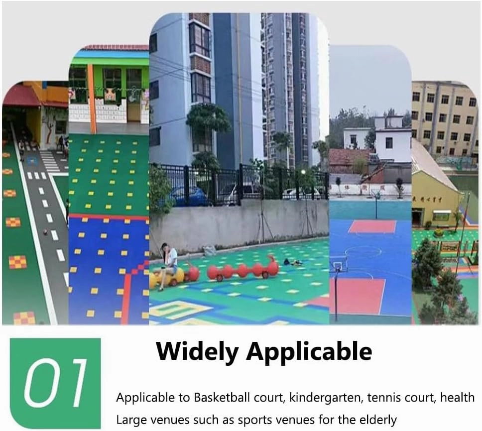 1 FT PP Modular Interlocking Floor Tiles with Drainage Holes, Basketball Court Badminton Court Kimchi Court Waterproof Sports Floor mat,Yellow,10PCS (Blue-1