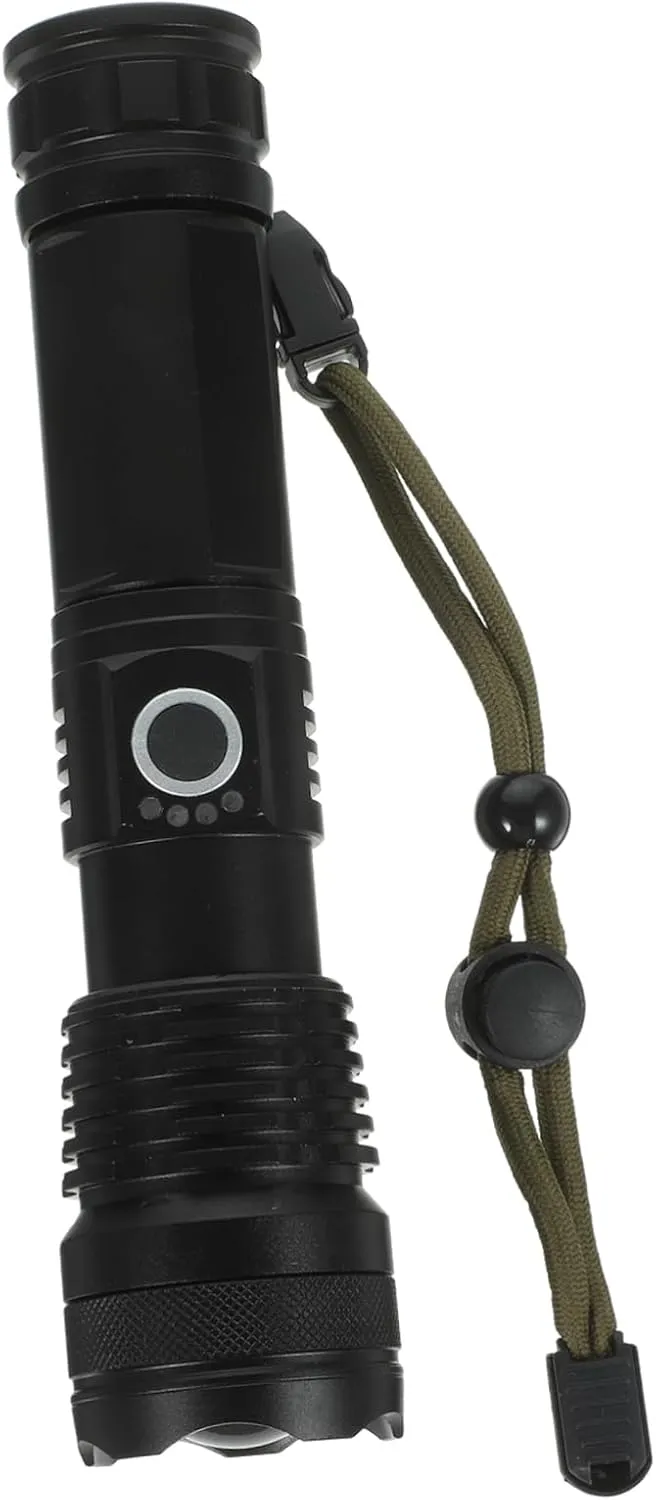1pc Rechargeable Camping Zoomable Led Spotlight Lantern for Outdoor Activities Hiking Fishing Emergency Use Lightweight Design Black