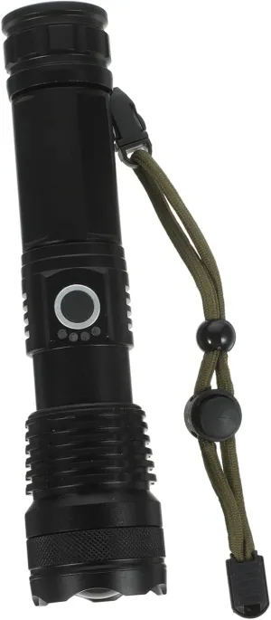 1pc Rechargeable Camping Zoomable Led Spotlight Lantern for Outdoor Activities Hiking Fishing Emergency Use Lightweight Design Black