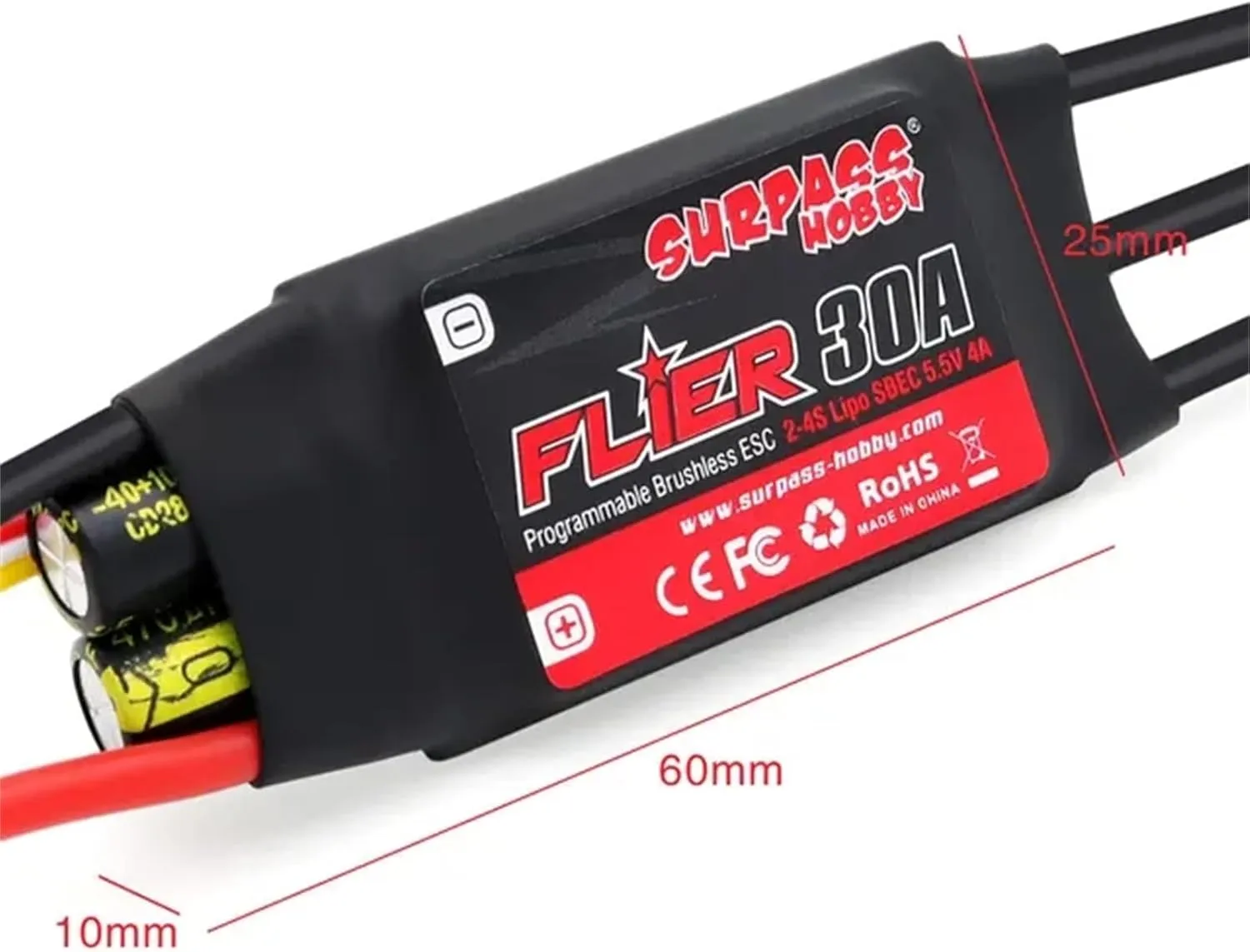 2-4S 30A Programmable Brushless ESC Electric Speed Controller BEC 5.5V 4A for RC Airplane Aircraft Fixed Wing Helicopter