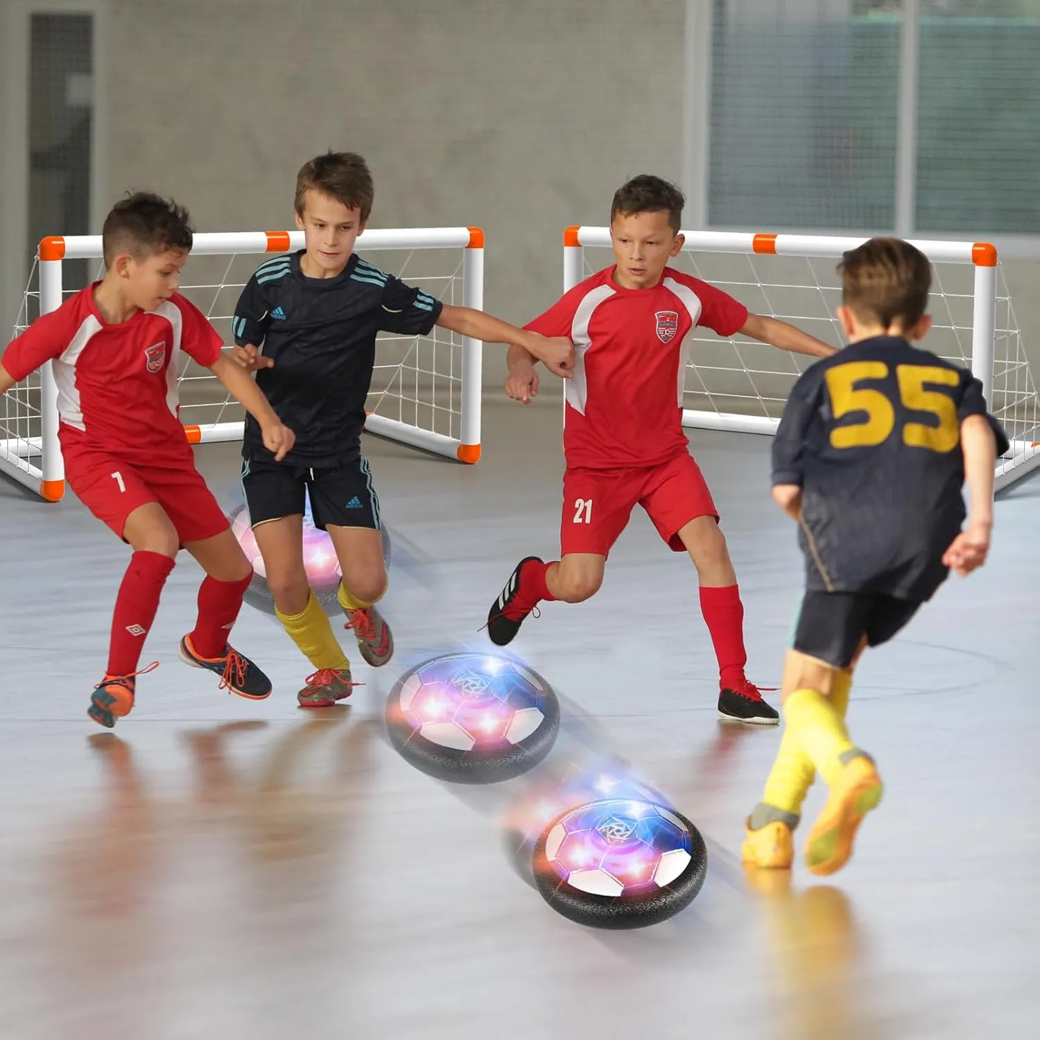 2 Goals & 2 Hover Soccer Balls Toys for Kids, Indoor & Outdoor Soccer Ball Game for Kids Boys Ages 3-5 4-8, Birthday Gifts for 3 4 5 Year Old Boys, Ideas Sports Toys
