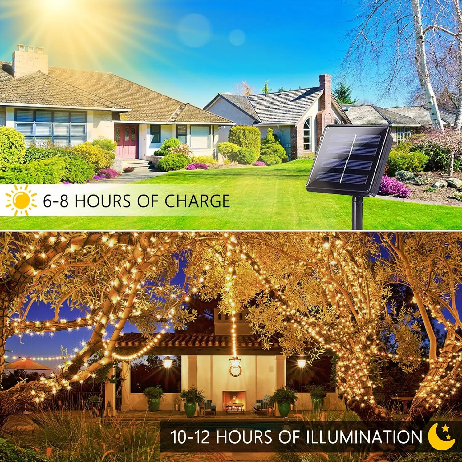 2 Pack Solar String Lights for Outside, 170 FT 480 LED Solar Twinkle Light Outdoor with 8 Modes & Memory Function, Super Long Waterproof Chrismas Lights for Xmas Tree Party Decorations (Warm White)