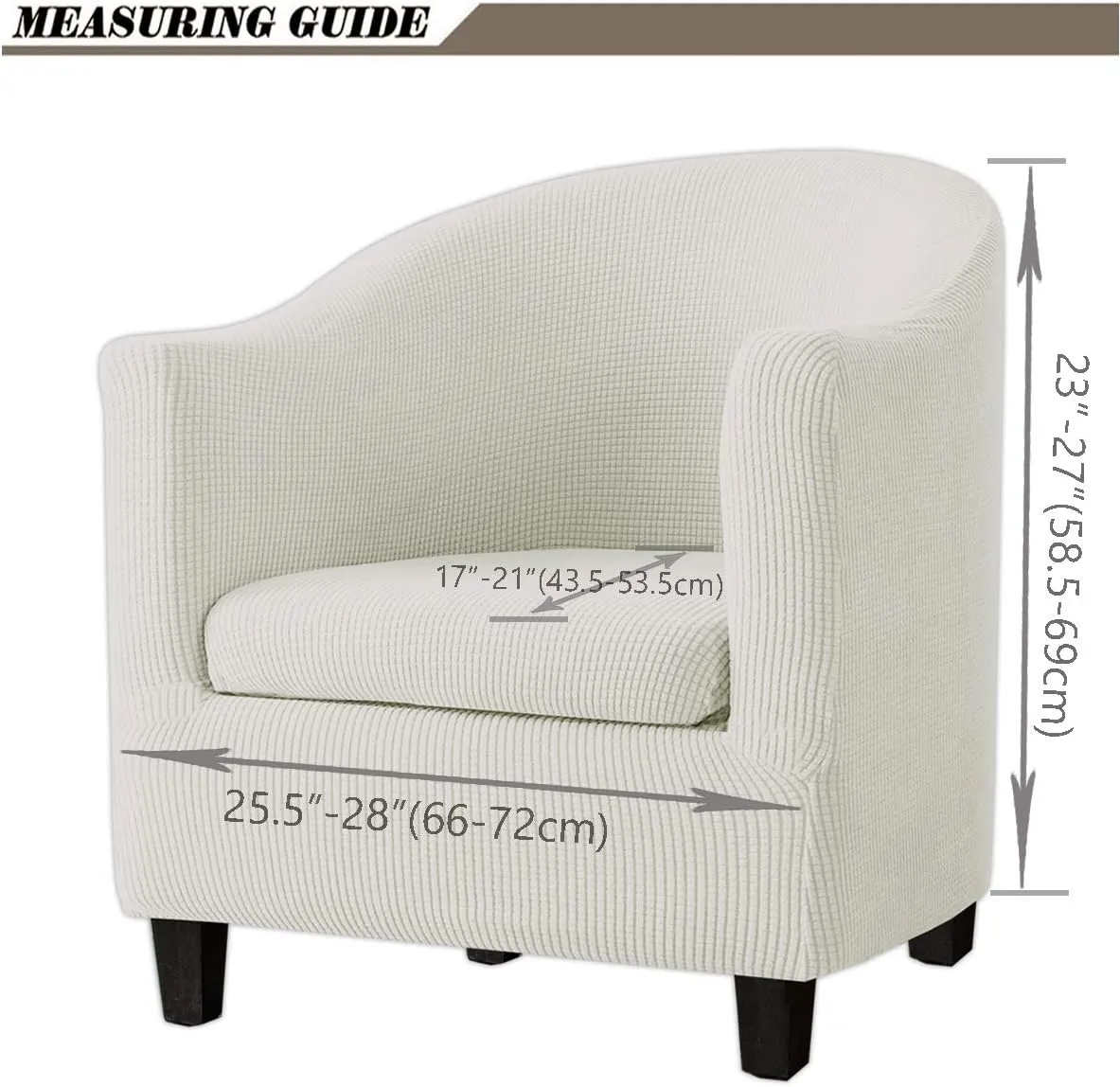 2 Piece Tub Chair Covers with Cushion Cover, Stretch Jacquard Furniture Cover,Armchair Protector Slipcover Removable Machine Washable (Sky Blue)