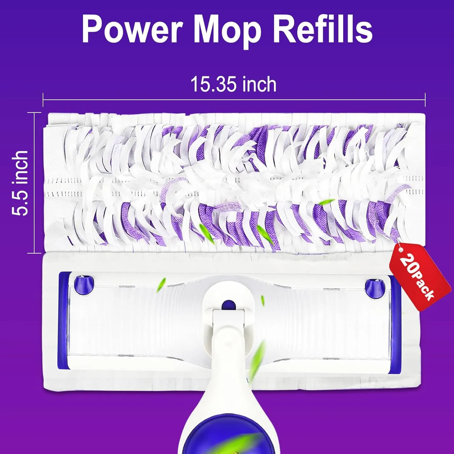 20 Pack Disposable Mopping Pads Refills for Swiffer PowerMop,Compatible with Swiffer Power Mop Refills, Multi-Surface Mop Pad Replacement for Floor Cleaning