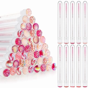 200 Pieces Mascara Wand Tube Set 100 Pcs Lash Spoolies for Eyelash Extensions 100 Pcs Diamond Empty Mascara Brush Disposable Colorful Eyebrow Applicator Makeup Tool, Mix Color (Cute)