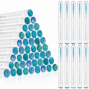 200 Pieces Mascara Wand Tube Set 100 Pcs Lash Spoolies for Eyelash Extensions 100 Pcs Diamond Empty Mascara Brush Disposable Colorful Eyebrow Applicator Makeup Tool (Turquoise)