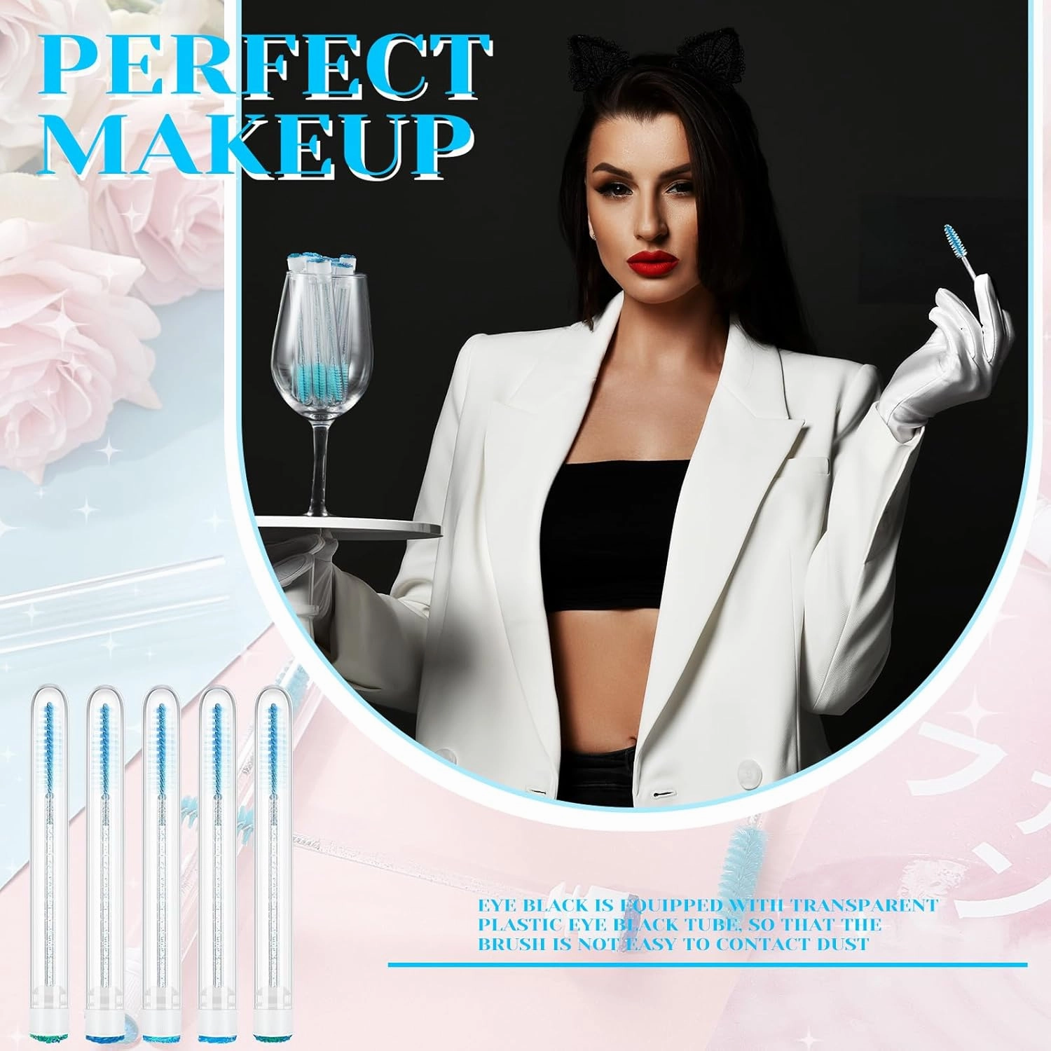 200 Pieces Mascara Wand Tube Set 100 Pcs Lash Spoolies for Eyelash Extensions 100 Pcs Diamond Empty Mascara Brush Disposable Colorful Eyebrow Applicator Makeup Tool (Turquoise)