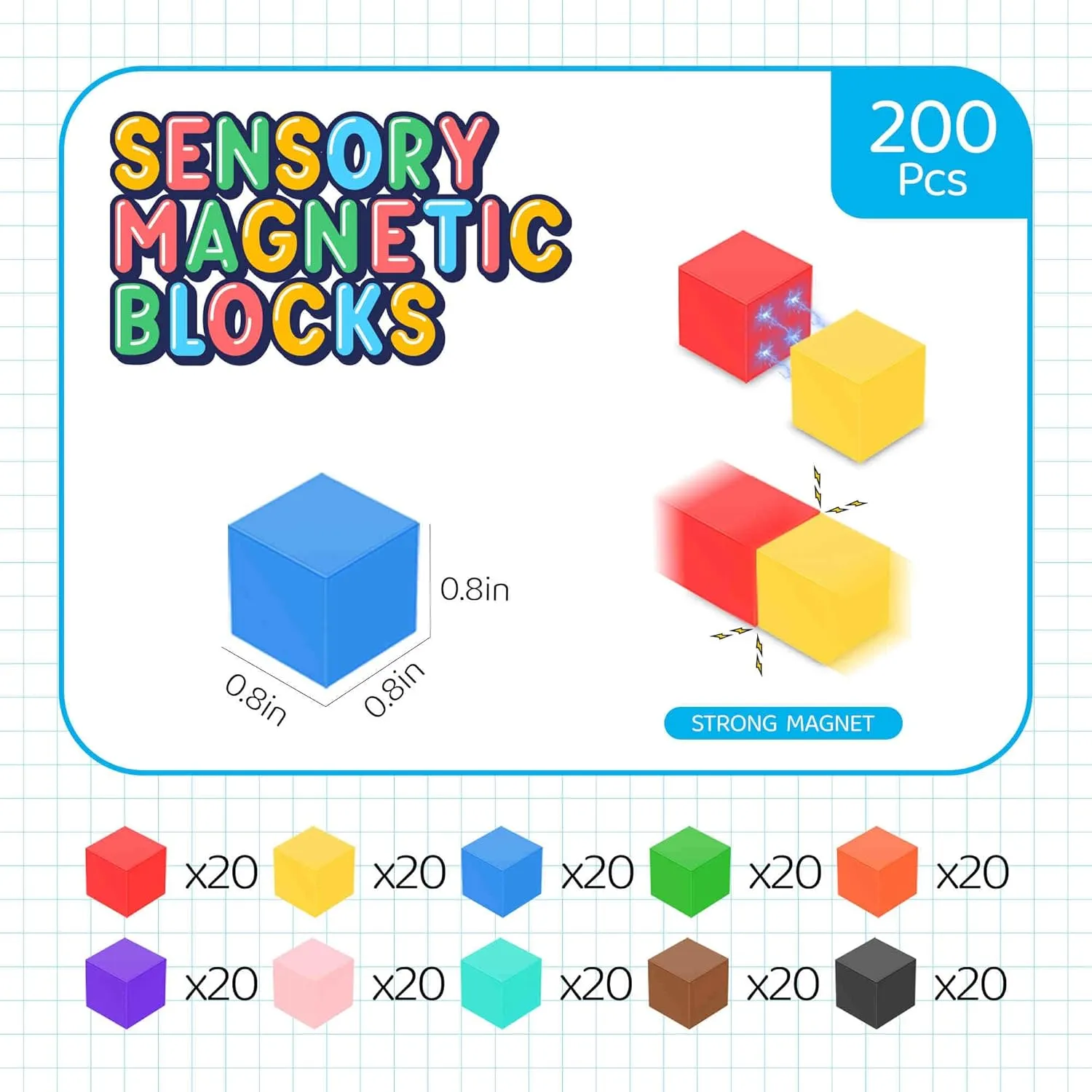200PCS Magnetic Blocks,Magnetic Building Blocks for Toddlers Sensory & STEM Montessori Toys,Ideal Gifts for Boys Girls 3-8 Years Old