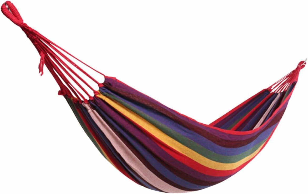 200x80cm Colorful Canvas Hammock Swing Hanging Chair for Outdoor Easy Assembly for Camping Garden Use
