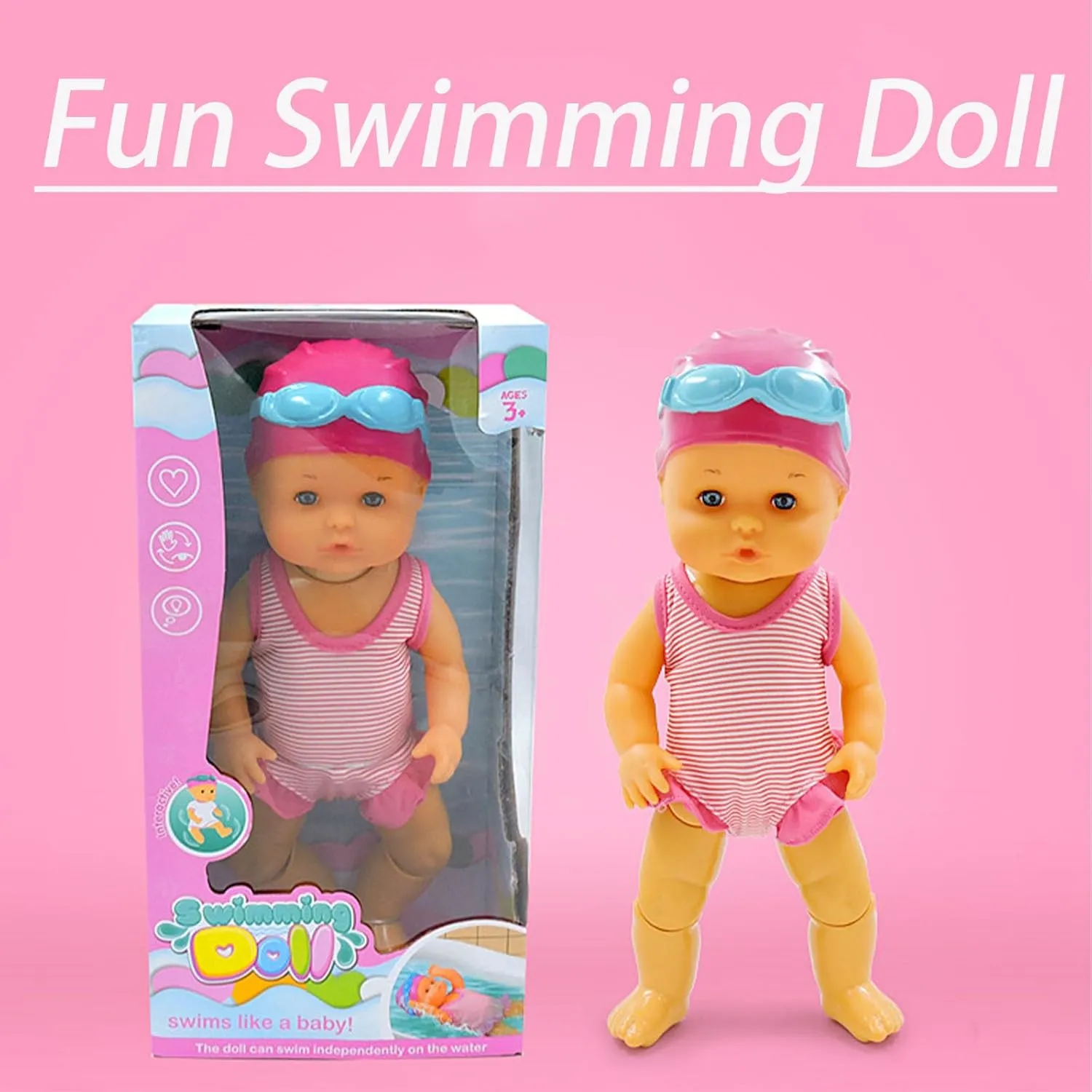 2025 Upgraded Waterproof Swimmer Doll,Waterproof Baby Doll for Pool,Electric Swimming Dolls with Detachable Suit (1pc)