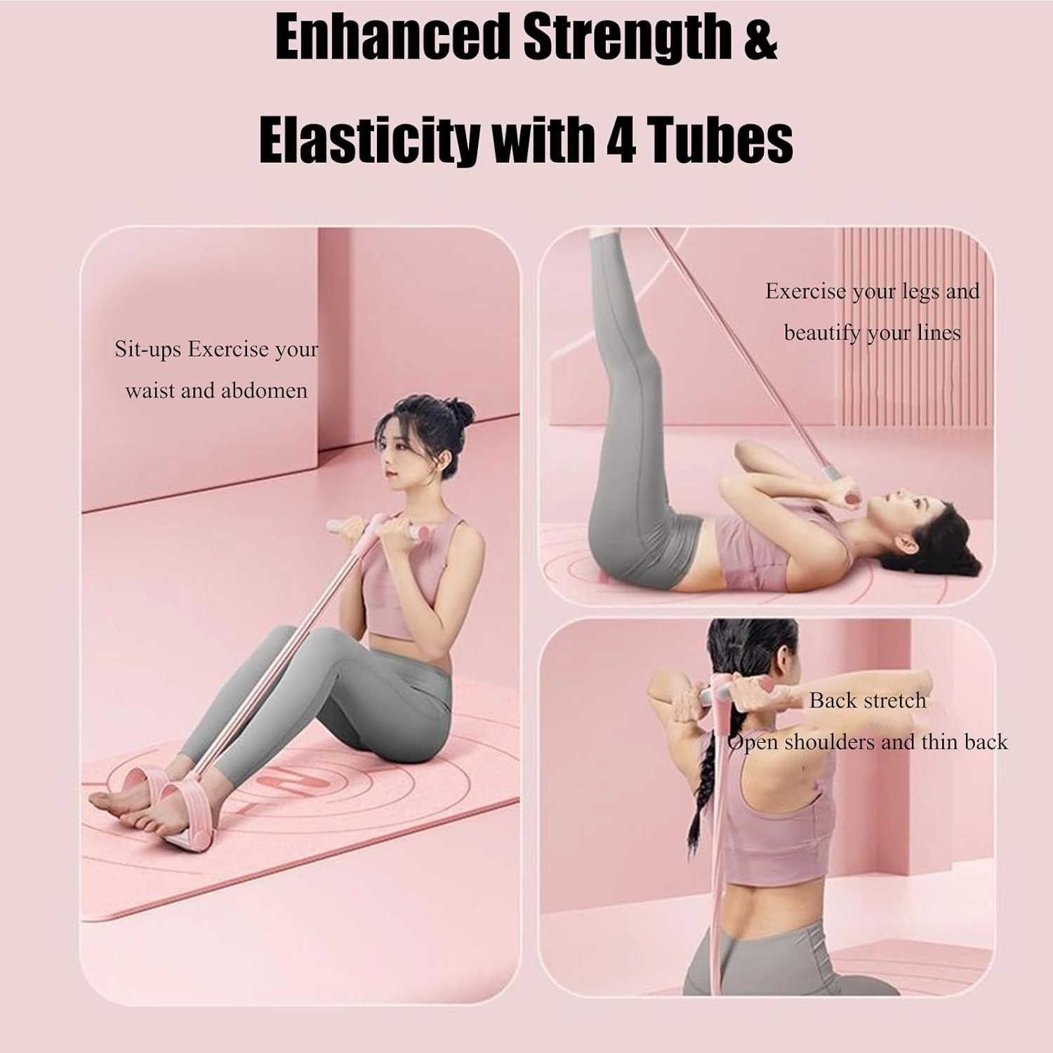 21 Fitness Resistance Bands-4 Tube Pedal Ankle Puller, Resistance Bands with Handles, Ankle Resistance Band with Cuffs, Ab Training Auxiliary Device for Abdomen/Waist/Arm/Leg