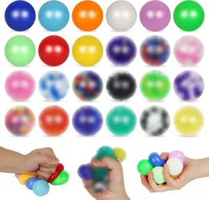 24Pack WISYME Stress Balls Bulk Squishy Balls Fidget for Adults Stress Relief, Netos Squishies Ball Sticky Balls, Squeeze Balls Durable Colorful Balls