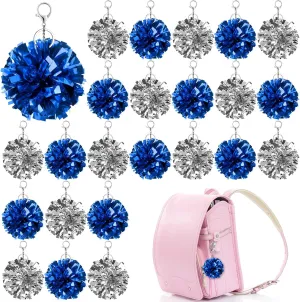 24Pcs Cheer Pom Pom Keychain Cheering Keyring Charm Foil Keychain Cheerleader Gift Plastic Pom Cheer Camp Gift