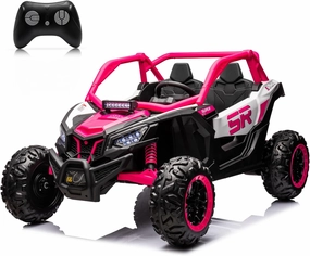 24V10A 7.5 MPH EVA soft wheel Electric Ride On Car with Remote Control, 400W Powerful Motor, 2 Seater Kids UTV Side by Side Truck, Speed Adjustment Off-Road Power Wheels Toy with Music, LED, LightPink
