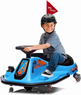 24V Electric Drifting Go Kart for Kids, Outdoor Ride On Toy, High/Low Speed Switch and Simplified Drifting System, Electric Go-Kart for Ages 3  (Blue)