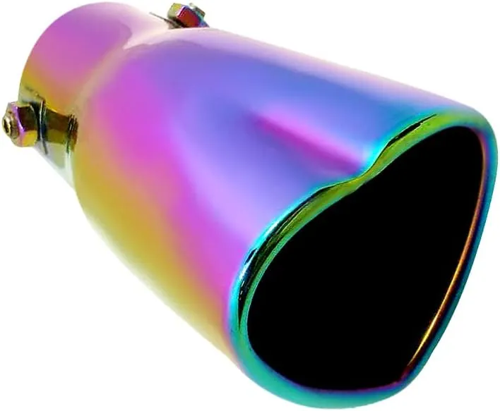 2.5 inch Inlet Exhaust Tips Muffler Tip,Stainless Steel Chrome Heart-Shaped Exhaust Tip,Universal Bolt-On Exhaust Muffler (Neon,Straight)