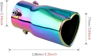 2.5 inch Inlet Exhaust Tips Muffler Tip,Stainless Steel Chrome Heart-Shaped Exhaust Tip,Universal Bolt-On Exhaust Muffler (Neon,Straight)