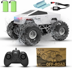2.4GHz RC Cyber-Truck Toy, 4WD Off Road Remote Control Cyber Trucks with Alloy Shell, Lights & Sounds, All Terrain Toy Car for Kids & Adults (XS-2)