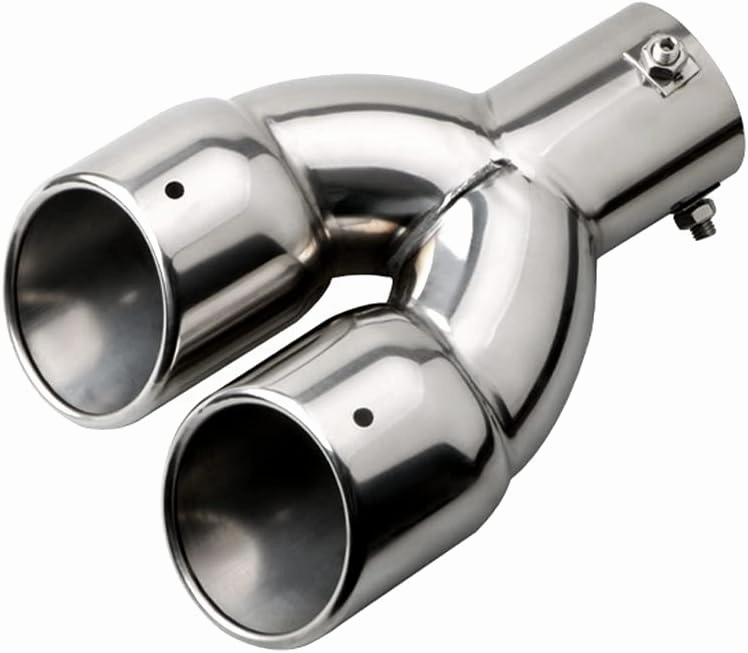 2.5 inch Inlet Dual Exhaust Tip Stainless Steel Polished Muffler Tail Universal Bolt-On Double Outlet Tail Pipe (Silver,Straight)