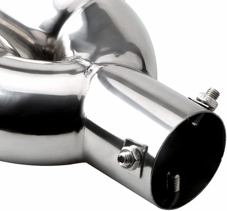 2.5 inch Inlet Dual Exhaust Tip Stainless Steel Polished Muffler Tail Universal Bolt-On Double Outlet Tail Pipe (Silver,Straight)