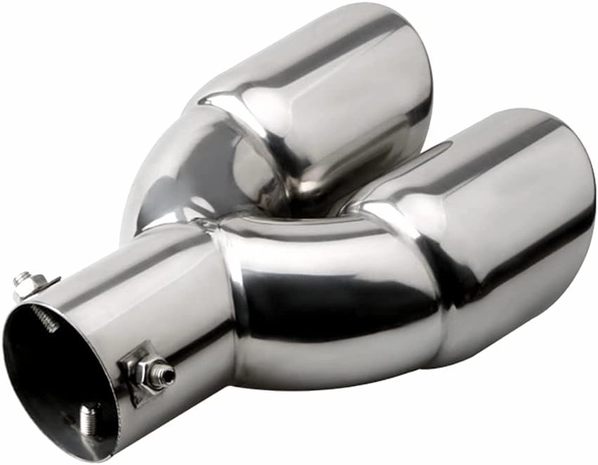2.5 inch Inlet Dual Exhaust Tip Stainless Steel Polished Muffler Tail Universal Bolt-On Double Outlet Tail Pipe (Silver,Straight)