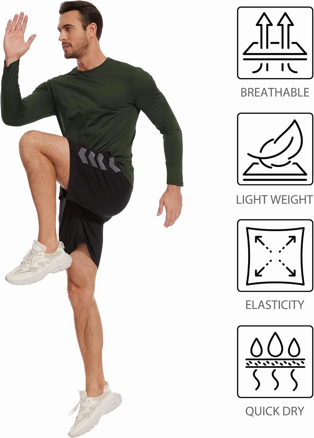 2/6 Pack Men's Long Sleeves Dry Fit Shirts, UPF 50  Rash Guard Swim SPF Fishing UV Sun Protection Shirts