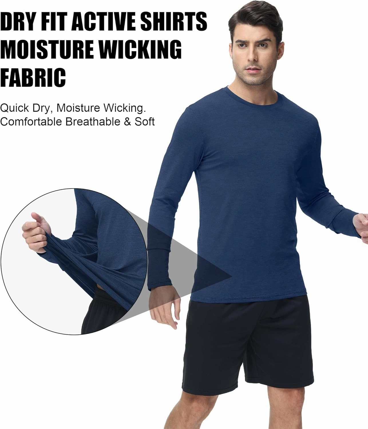 2/6 Pack Men's Long Sleeves Dry Fit Shirts, UPF 50  Rash Guard Swim SPF Fishing UV Sun Protection Shirts