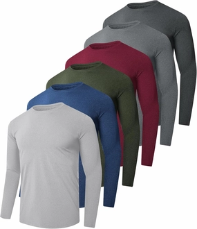 2/6 Pack Men's Long Sleeves Dry Fit Shirts, UPF 50  Rash Guard Swim SPF Fishing UV Sun Protection Shirts