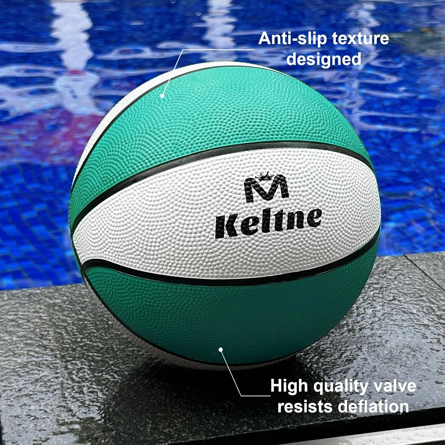 2 Pack Pool Basketballs, 9" Size 6 Rubber Waterproof Basketball for Swimming Pool, Anti-Slip Textured Grip, Water Basketballs with Pump and Net for Kids Adults, Great for Pool Basketball Hoops.