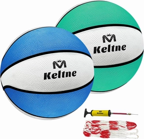 2 Pack Pool Basketballs, 9" Size 6 Rubber Waterproof Basketball for Swimming Pool, Anti-Slip Textured Grip, Water Basketballs with Pump and Net for Kids Adults, Great for Pool Basketball Hoops.