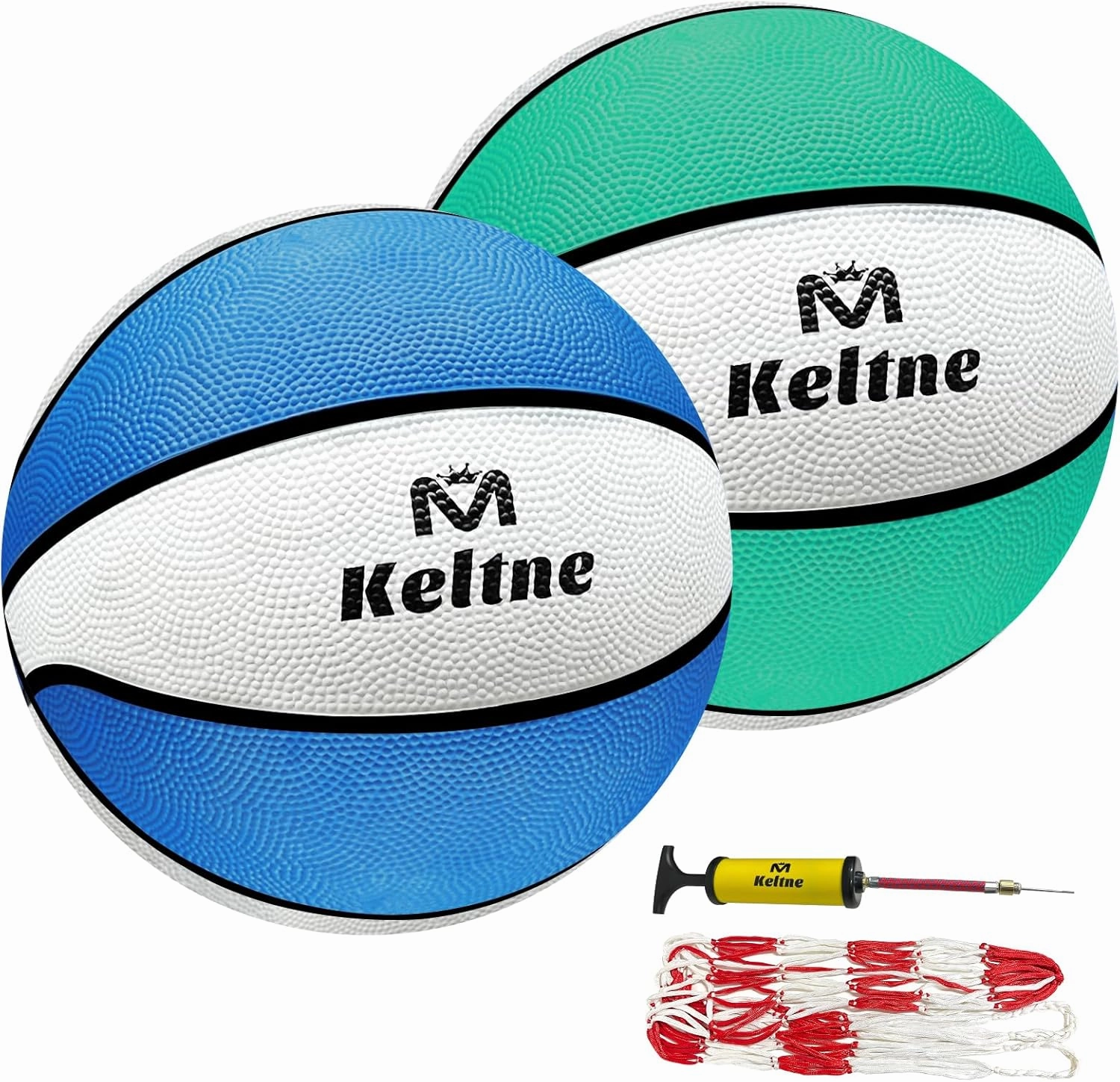 2 Pack Pool Basketballs, 9" Size 6 Rubber Waterproof Basketball for Swimming Pool, Anti-Slip Textured Grip, Water Basketballs with Pump and Net for Kids Adults, Great for Pool Basketball Hoops.