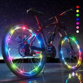2-Tire Pack Wheel Lights - Waterproof LED Spoke Lights for Adult/Kids Night Riding - 7 Colors Outdoor Bicycle Tire Safety Light Spoke Decorations