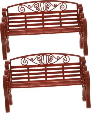 2Pcs Miniature Garden Bench Model Realistic Dollhouse Furniture Prop for Home Decoration for Living Room Bedroom House Adornments