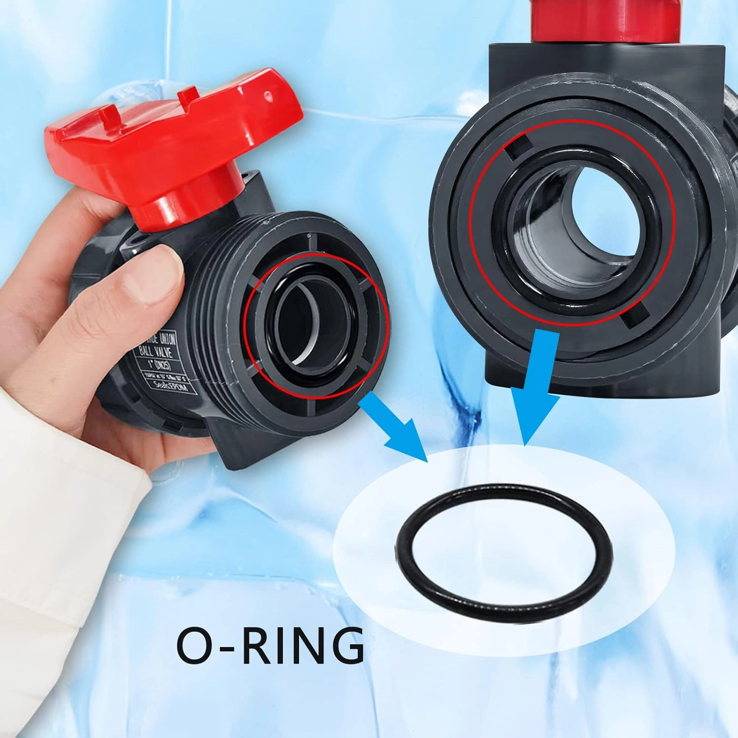 2PCS PVC Union Ball Valve, 1" Inch (DN25) True Union Full Flow Ball Valve, ASTM EPDM O-ring, Slip Socket Ball Valve with Full Port for Water System