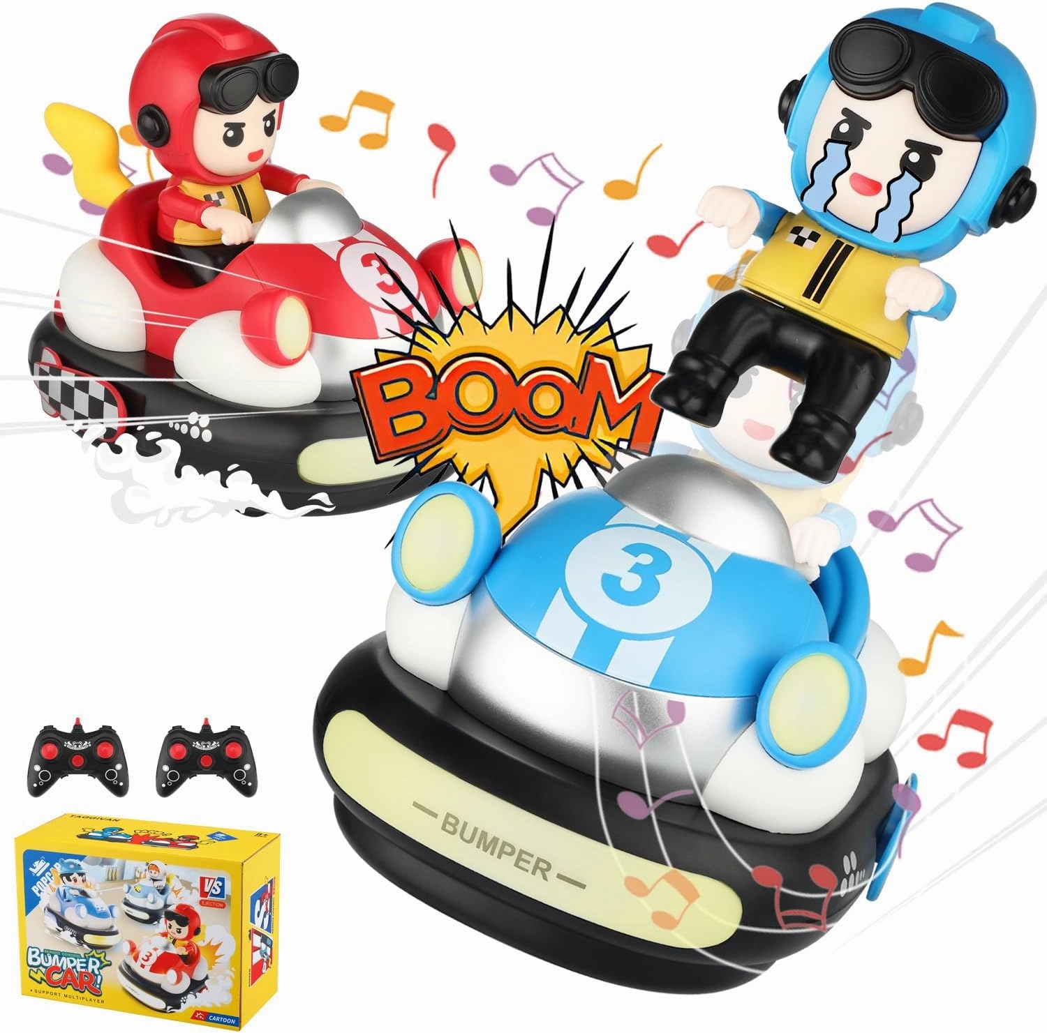 2Pcs Remote Control Cars Toys, Rechargeable RC Speed Bumper Cars, Mini Remote Controlled Ejector Vehicles for Kids Ages 3-8 with Parental Guidance, Birthday Toy Gifts for Toddler Child Teen
