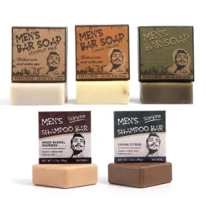3-in-1 Natural Body Soap & 2 Scent Shampoo Bar Set - Australian Tea Tree, Summer Orange, Coconut Milk, Wood Barrel Bourbon, Cedar Citrus - Eco-Friendly, Vegan, All-Natural Skincare & Haircare Bundle