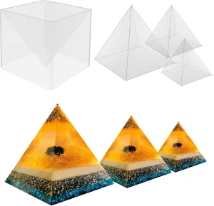 3 PCS Clear Pyramid Molds for Resin, 3Pcs 4.7''6''7.5'' Inner Large Pyramid Silicone Molds for Epoxy Resin   1Pcs Plastic Frame, Pyramid Resin Mold Silicone Pyramid Mold for DIY