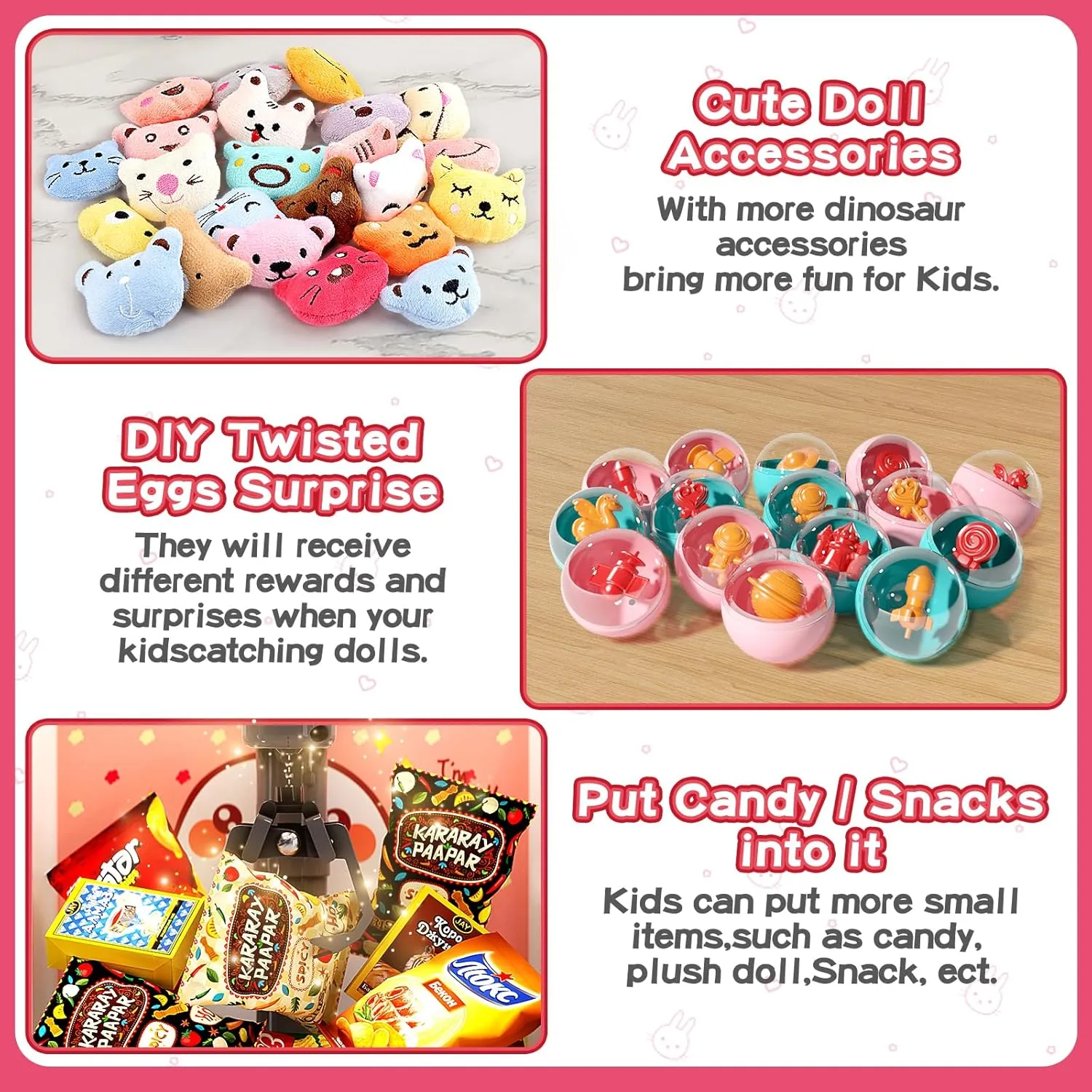 30 PCS Claw Machine for Kids, Mini Vending Machine with Lights Sound, Electronic Prize Dispenser for Kids Girl Ages 3-6, Claw Toys Game Gifts for 3 4 5 6 7 8 Years Old Girls